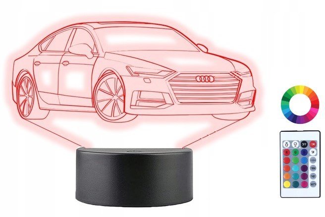 Lampka Nocna 3D Led Samochód Audi A7 Grawer