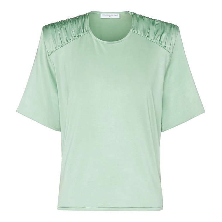 Elegancka T-shirt z Marszczeniem na Ramionach MVP wardrobe