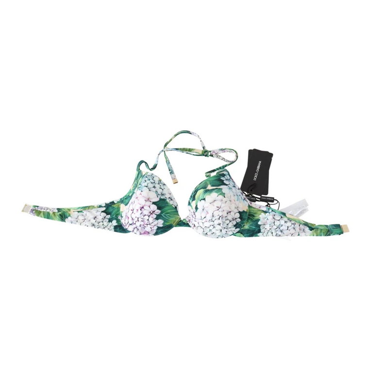 Bikini z Kwiatowym Nadrukiem i Zapięciem z Logo Dolce & Gabbana