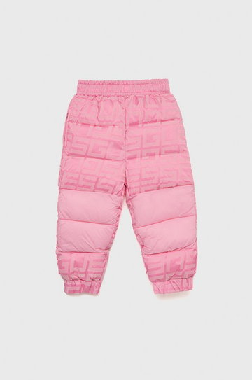 Guess spodnie dziecięce kolor różowy wzorzyste