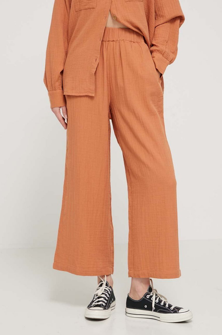 Billabong spodnie bawełniane Follow Me kolor pomarańczowy szerokie high waist ABJNP00420