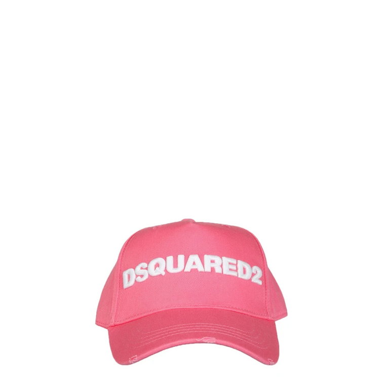 Wyhaftowany różowy czapka baseballowa Dsquared2