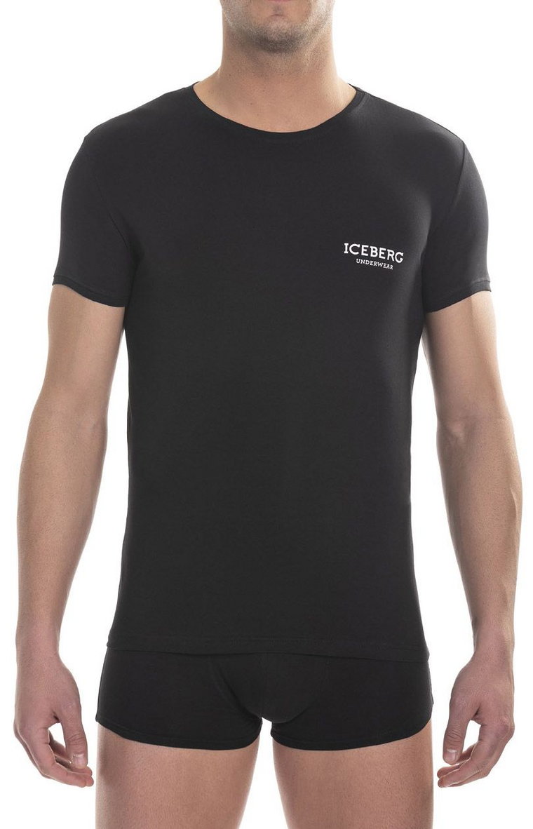Iceberg koszulka męska t-shirt czarny ICE1UTS01 Round neck, Kolor czarny, Rozmiar L, ICEBERG