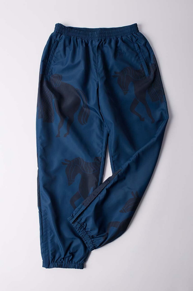 by Parra spodnie Sweat Horse Track Pants kolor granatowy proste medium waist 51237