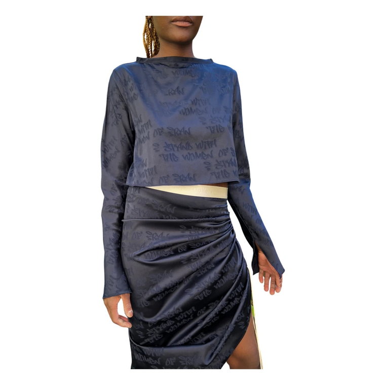 Lola support women cropped blouse midnight blue Ahlvar Gallery