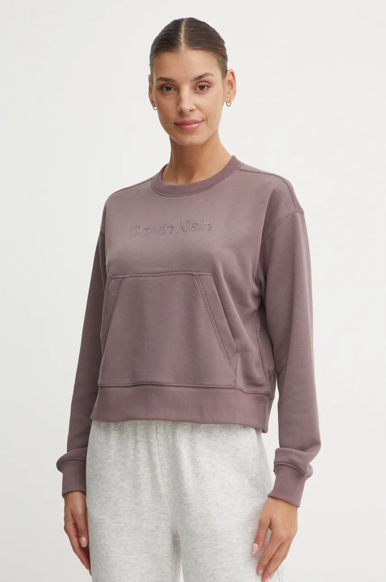 Calvin Klein Performance bluza treningowa kolor brązowy z aplikacją 00GWF4W301