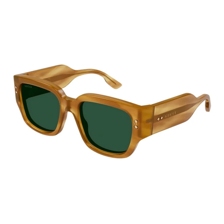 Cognacowe Okulary Przeciwsłoneczne w Kwadratowym Kształcie z Metalowymi Szczegółami Gucci