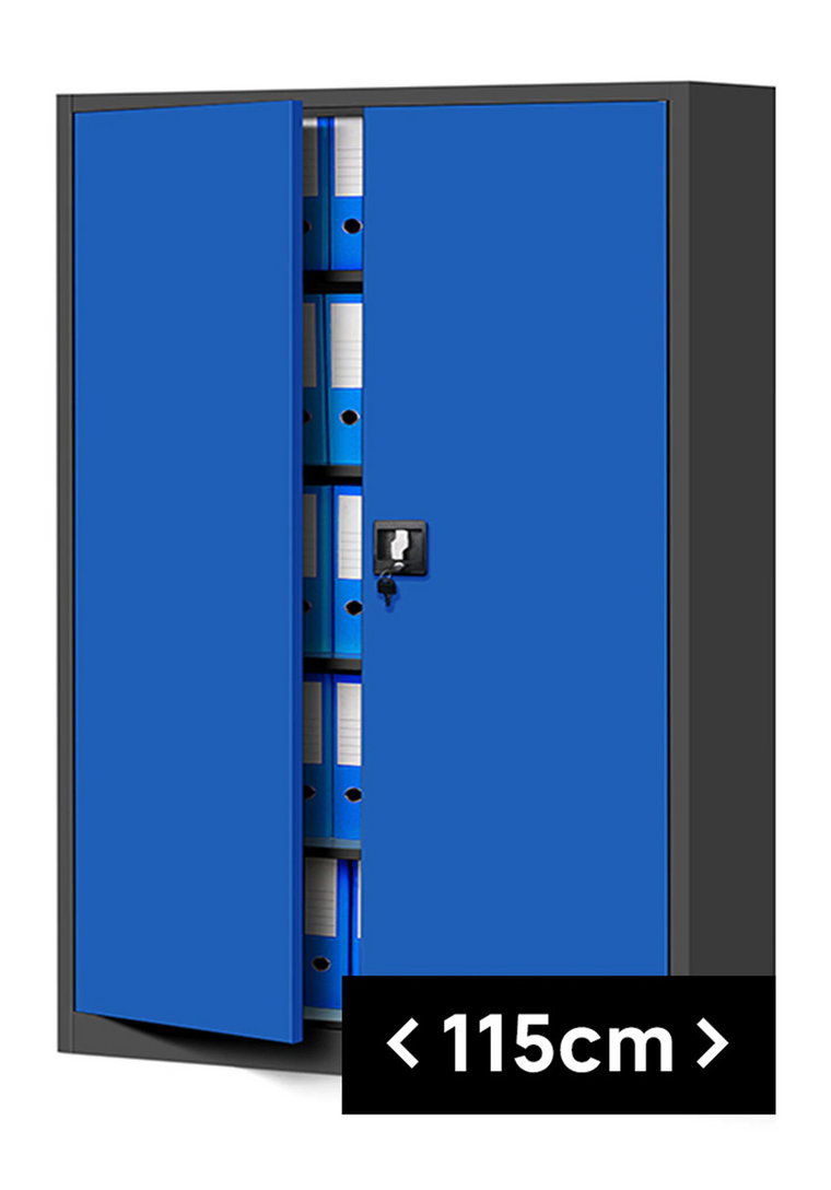 Szafa Metalowa JAN NOWAK Model JAN II 1150x1850x400 Biurowa Szafka Duża Na Akta: Antracytowo-Niebieska Do Biura Na Dokumenty Segregatory Pojemna z M..