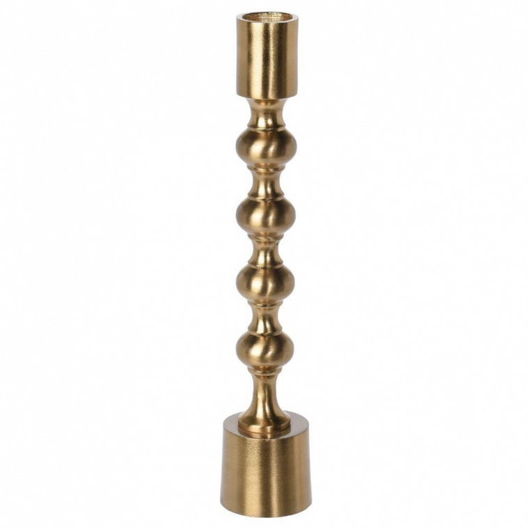 świecznik na długą świecę aluminiowy złoty 23,5 cm kod: O-569509