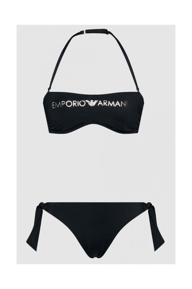 EMPORIO ARMANI Wiązane bikini ze srebrnym logo