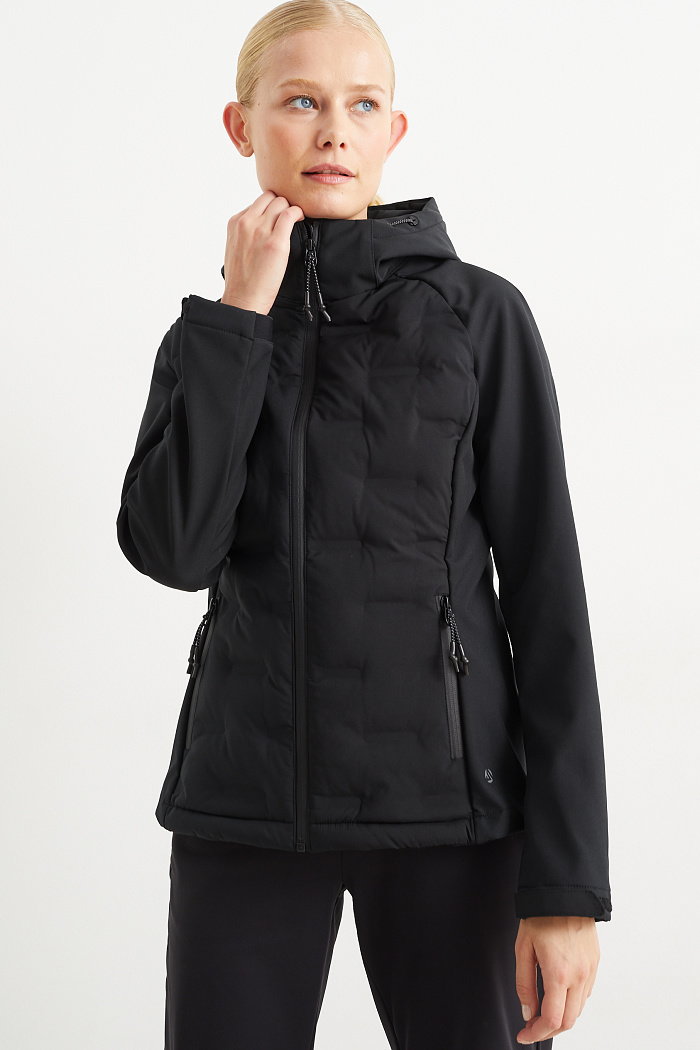 C&A Kurtka softshell z kapturem, Czarny, Rozmiar: 38