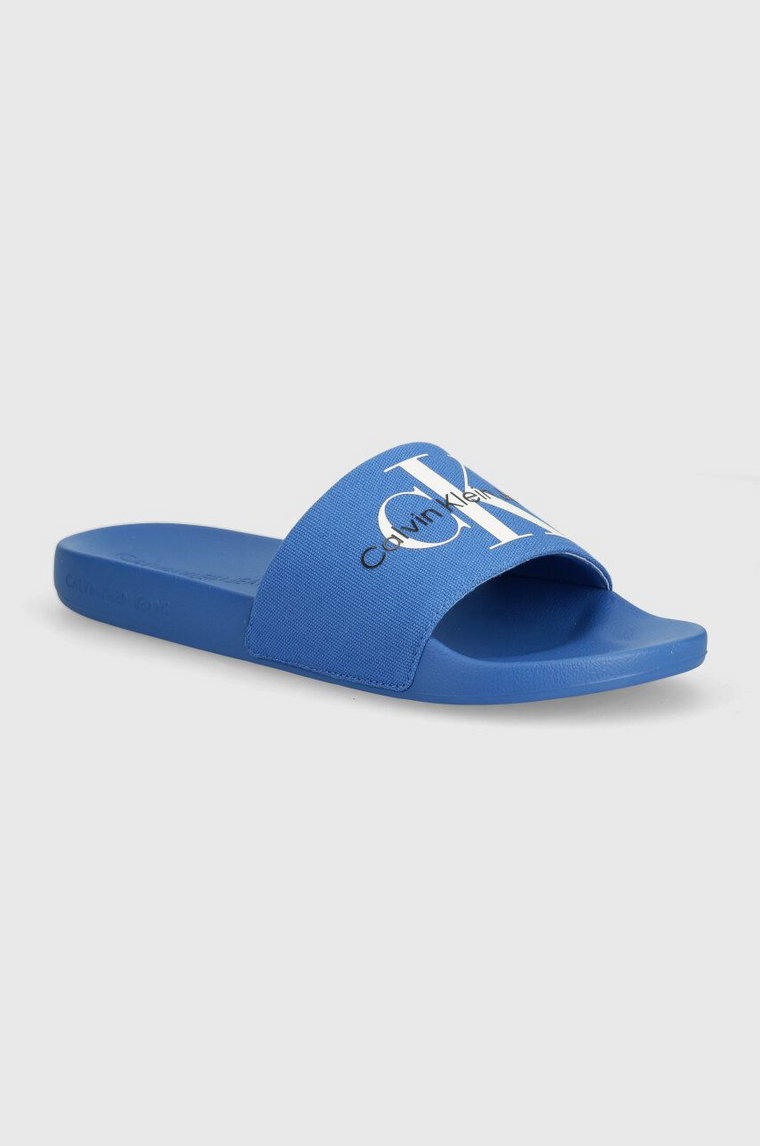 Calvin Klein Jeans klapki SLIDE MONOGRAM CO męskie kolor niebieski YM0YM00061