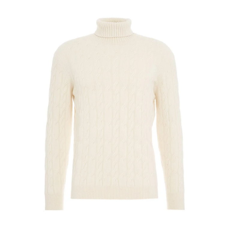 Biała Sweter o Wzorze Kablowym dla Mężczyzn Kangra