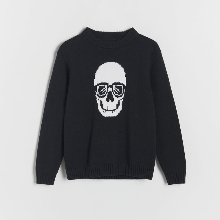 Reserved - Sweter z aplikacją - czarny