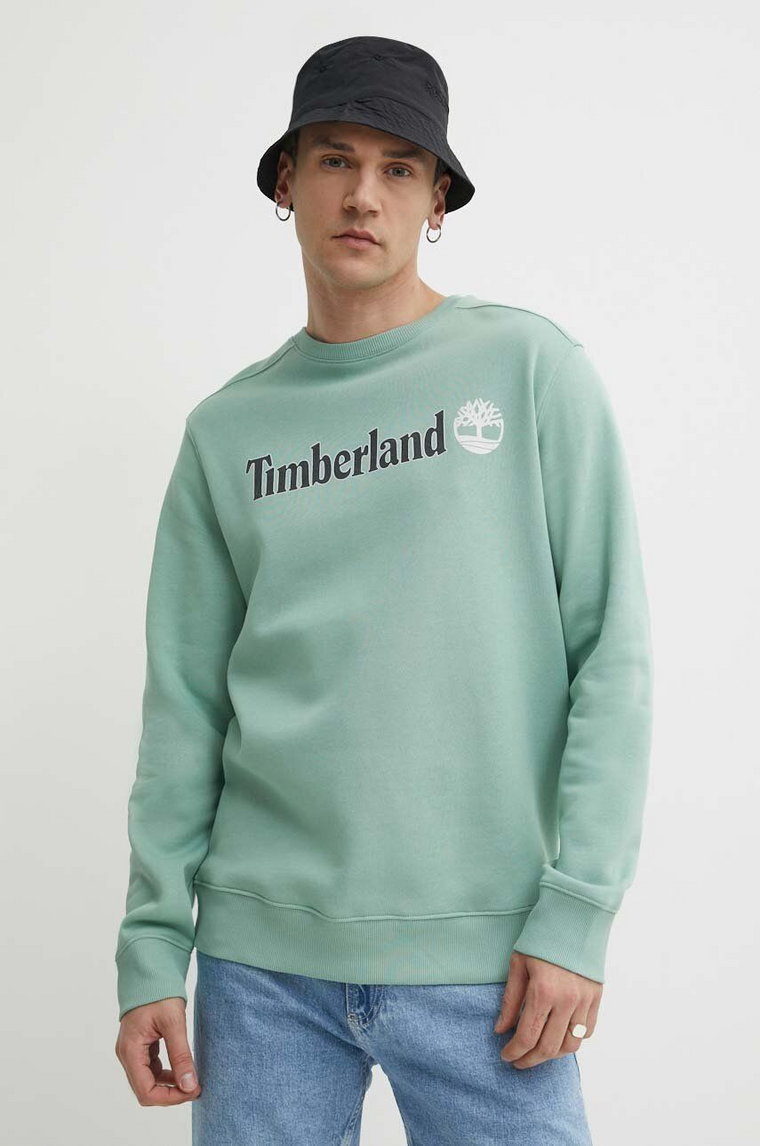 Timberland bluza męska kolor turkusowy z nadrukiem TB0A5UJYEW01