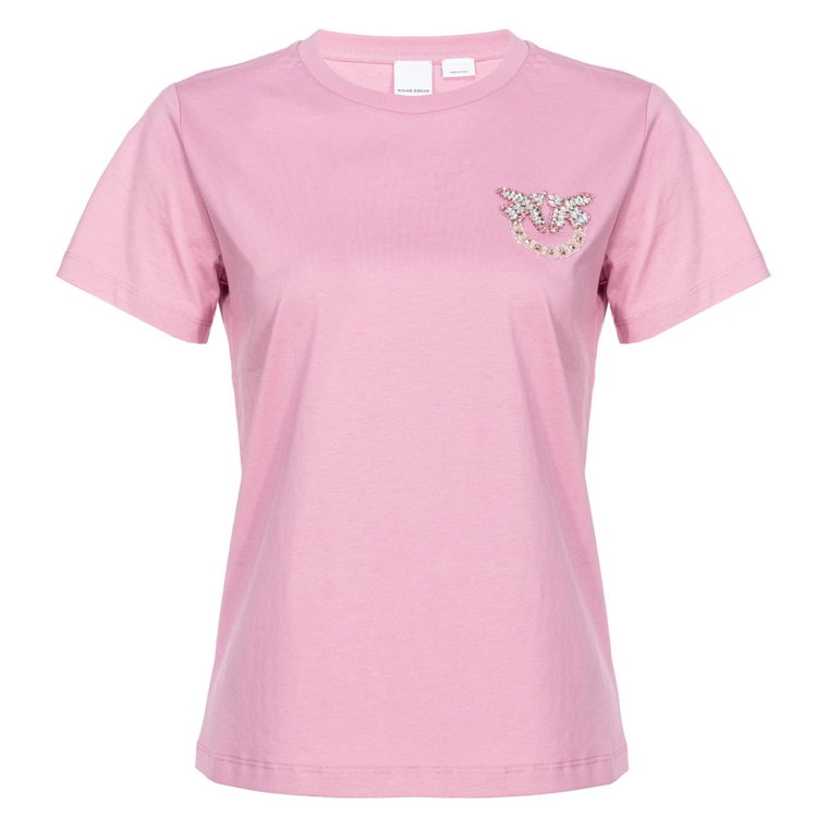 Koszulka z haftowanym logo ptaków Pinko