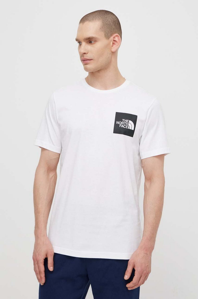 The North Face t-shirt bawełniany M S/S Fine Tee męski kolor biały z nadrukiem NF0A87NDFN41