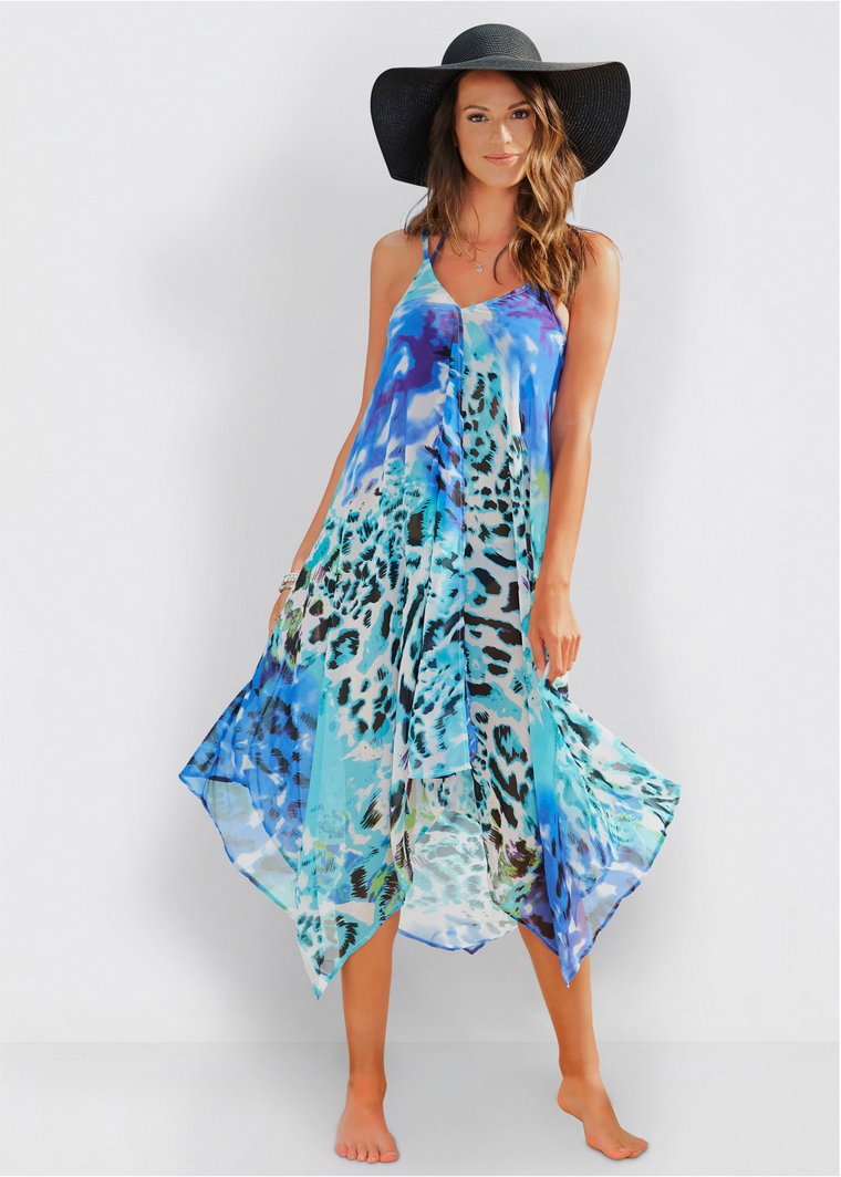 Sukienka plażowa maxi z poliestru z recyklingu