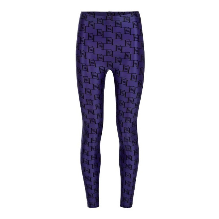 Legginsy z Logo w Kolorze Indygo i Czarnym Elisabetta Franchi