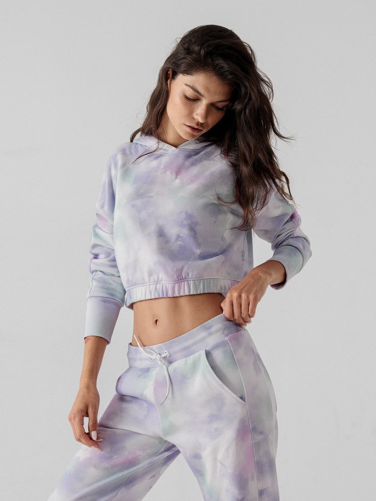 Bluza crop top tie dye z kapturem damska