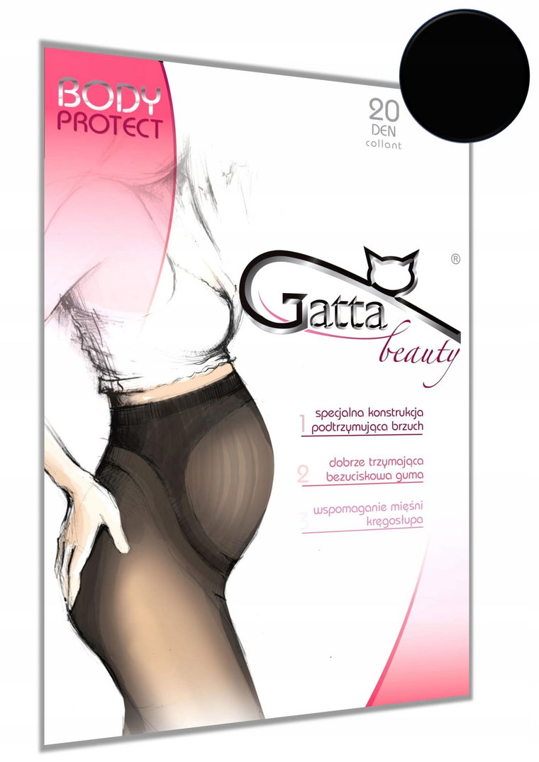 Rajstopy Gatta Body Protect ciążowe 20DEN Nero 3/M