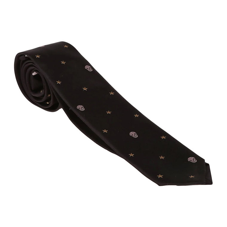 Jedwabny krawat ze wzorem gwiazd i czaszek Alexander McQueen