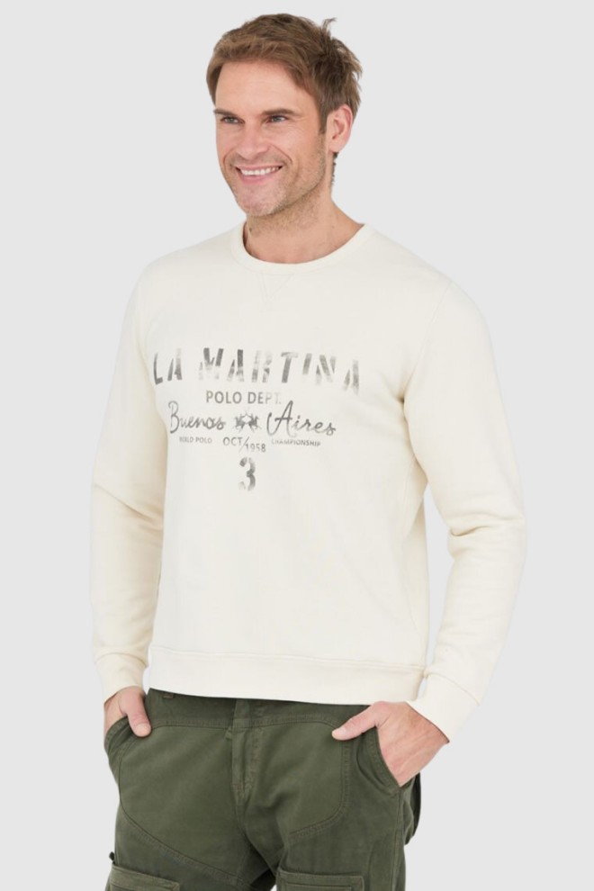 LA MARTINA Ecru bluza męska z vintage logo