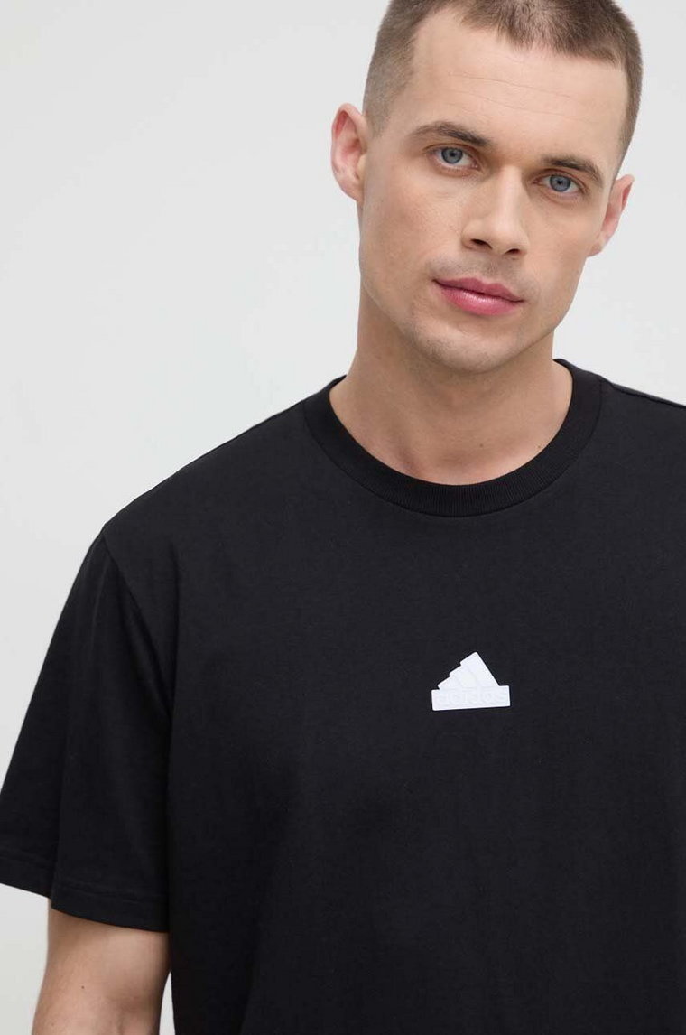 adidas t-shirt bawełniany męski kolor czarny z aplikacją  IR5171