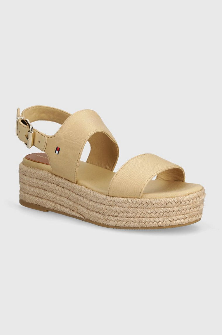 Tommy Hilfiger sandały MID WEDGE SANDAL damskie kolor beżowy na platformie FW0FW07885