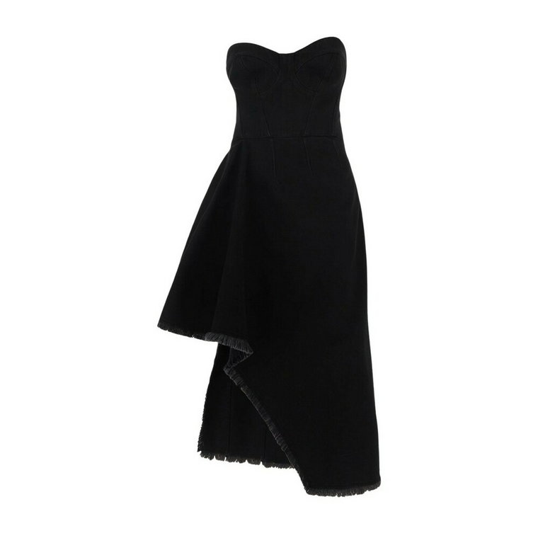 Czarna asymetryczna sukienka - wyrazisty look Alexander McQueen