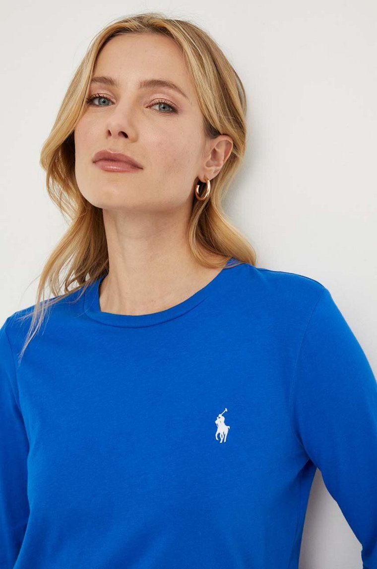 Polo Ralph Lauren longsleeve bawełniany kolor niebieski