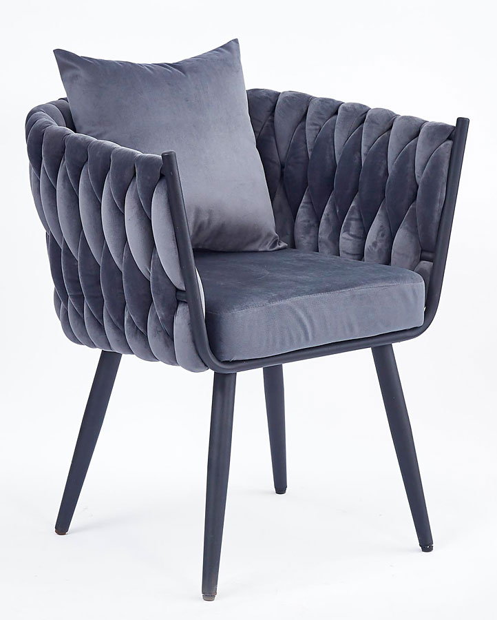 Szary welurowy fotel wypoczynkowy - Ruleso 4X