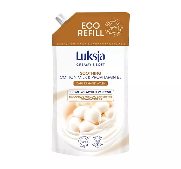 LUKSJA CREAMY & SOFT MYDŁO W PŁYNIE MLECZKO BAWEŁNIANE I PROWITAMINA B5 ZAPAS 900ML