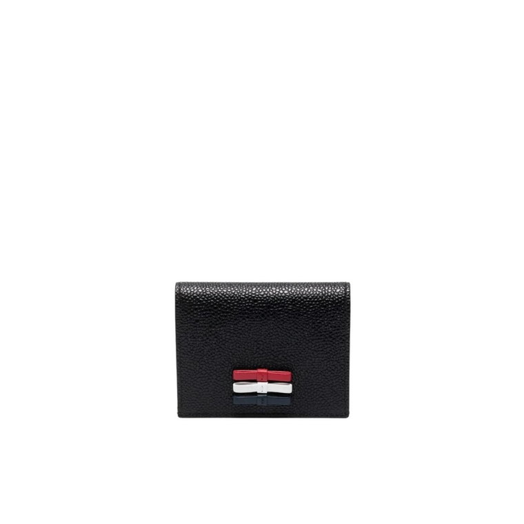 3-Bow Double Card Holder IN Pebble Grain Leather - L10, H8 Thom Browne