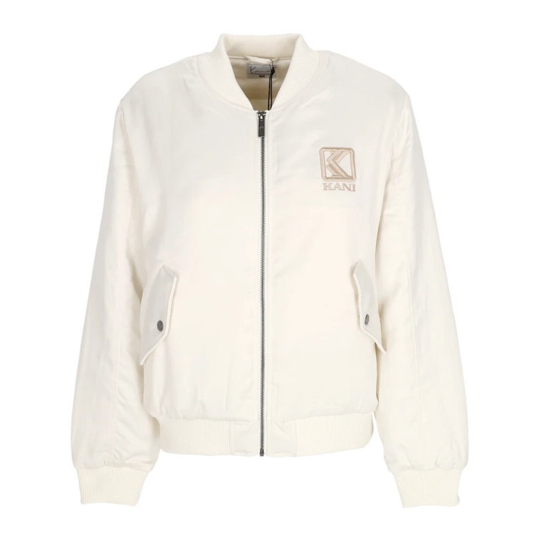 Satinowa Kurtka Bomber Damska Off White Karl Kani