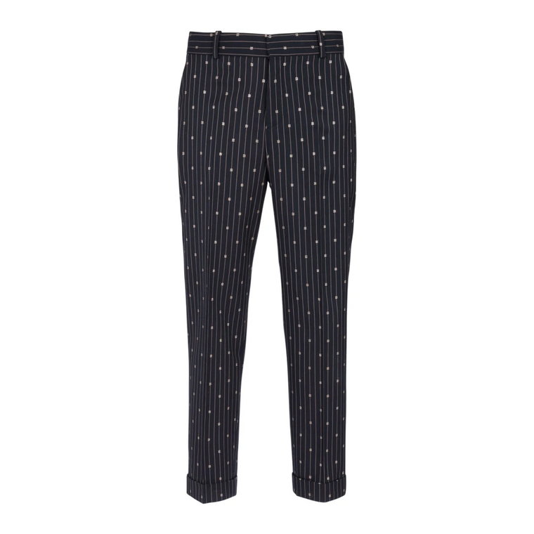 Monogrammed wool trousers with creases and thin stripes Balmain