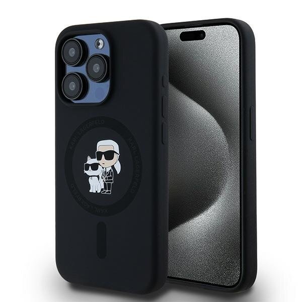 Karl Lagerfeld KLHMP15LSCMKCRHK iPhone 15 Pro 6.1" czarny/black hardcase Silicone Karl & Choupette MagSafe