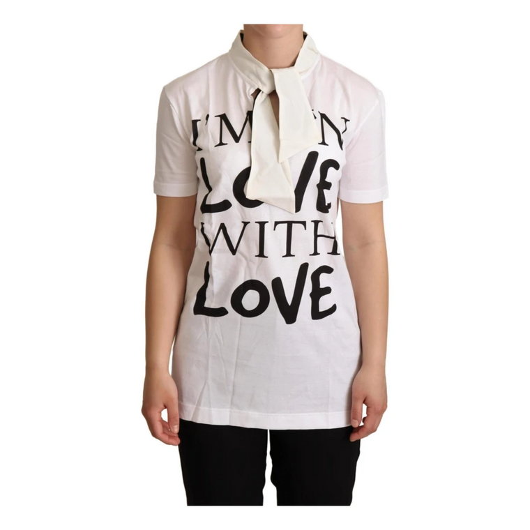 White Cotton Silk Im In Love Top T-shirt Dolce & Gabbana