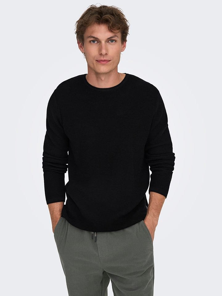 ONLY & SONS Sweter w kolorze czarnym