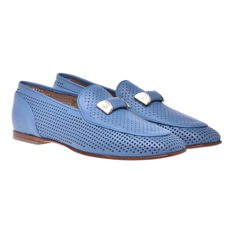 Sky blue perforated nappa leather loafers Baldinini