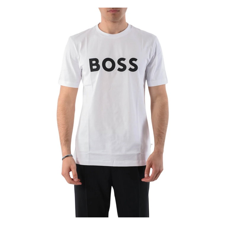 Bawełniana koszulka z logo na przodzie Hugo Boss