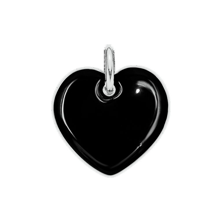 Serce 1,5  cm z czarną emalią posrebrzane