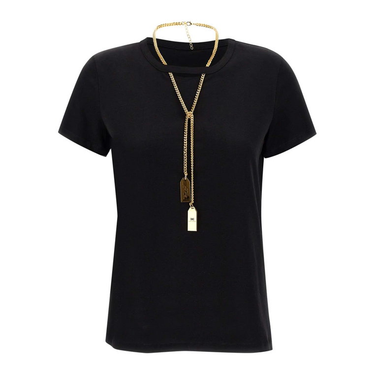 Czarne T-shirty i Pola Elisabetta Franchi