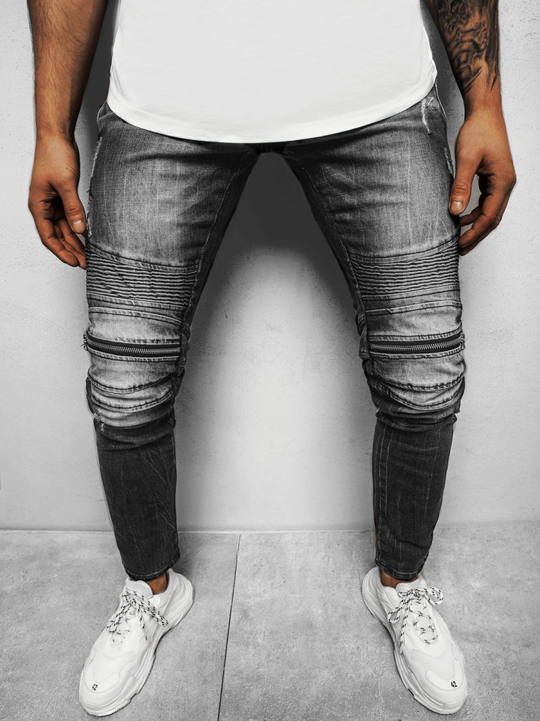 Spodnie jeansowe męskie czarne OZONEE NB/MP007N