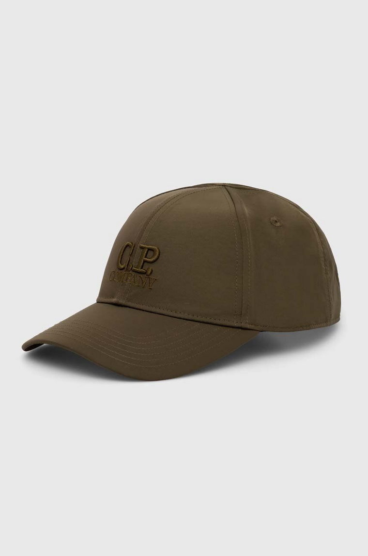 C.P. Company czapka z daszkiem Chrome-R Logo Cap kolor zielony z aplikacją 16CMAC147A005904A