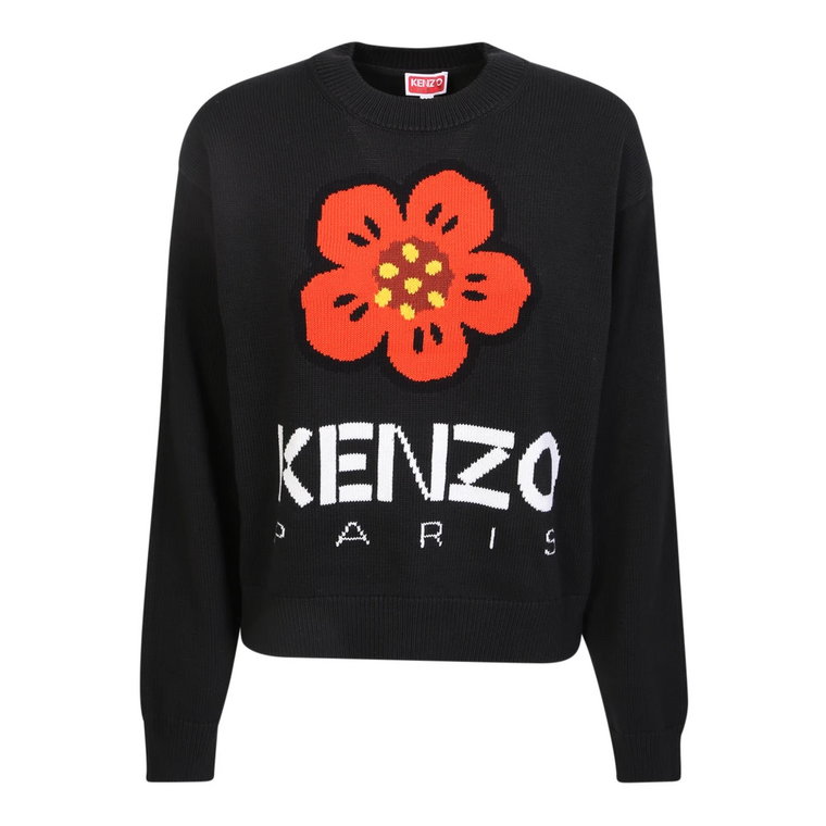 Czarny Sweter z Kwiatowym Motywem dla Kobiet Kenzo