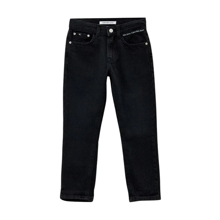 Regular Fit Czarne Jeansy z Bawełny Calvin Klein Jeans