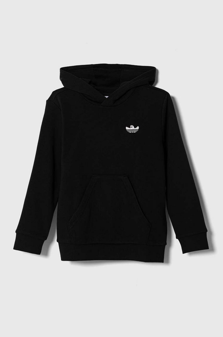 adidas Originals bluza dziecięca kolor czarny z kapturem z nadrukiem