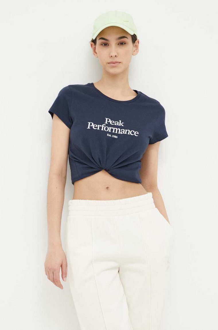 Peak Performance t-shirt bawełniany kolor granatowy