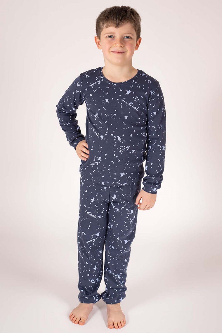 Granatowa bawełniana piżamaz długim rękawem- Cool